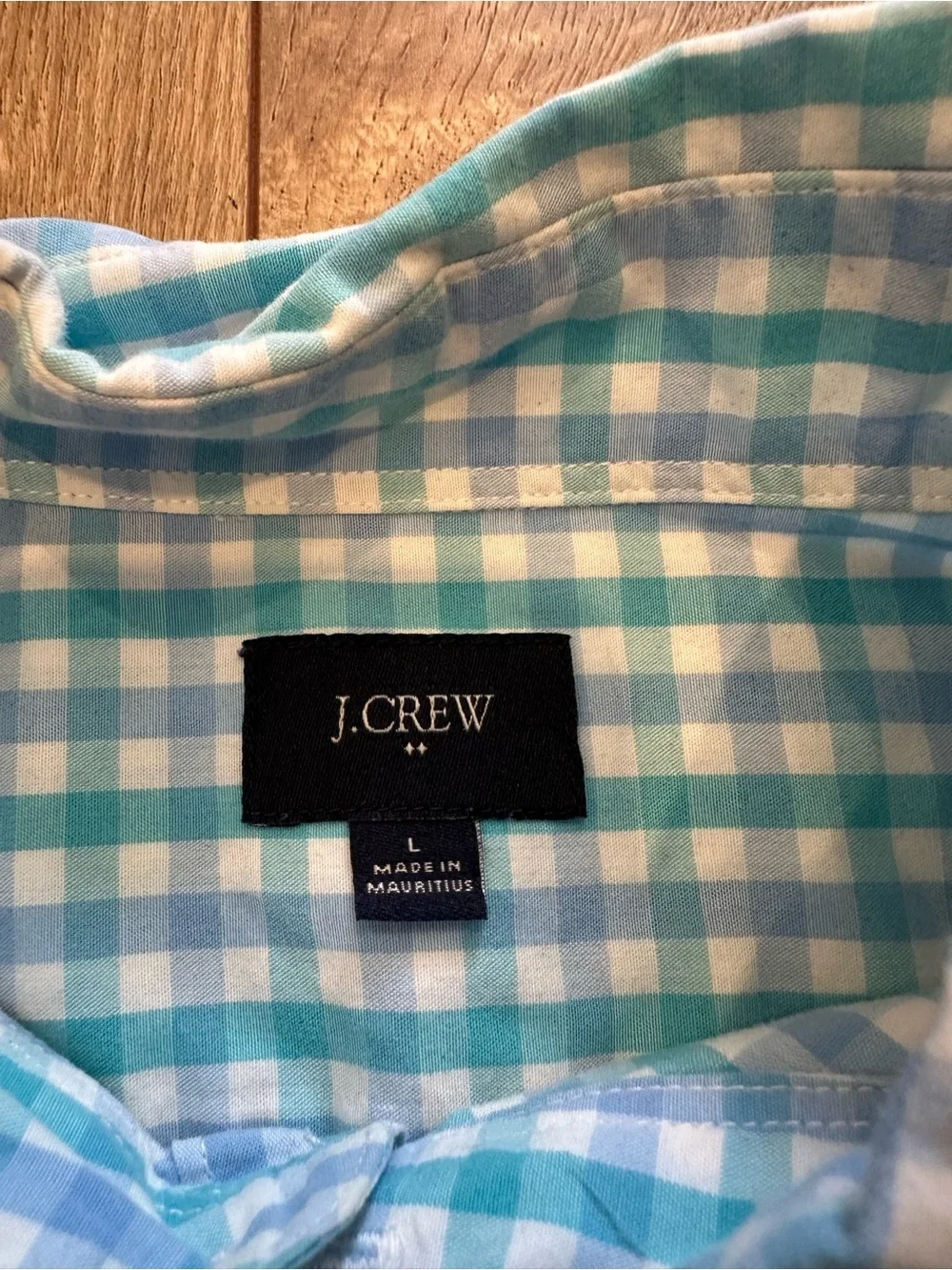 Men’s J. Crew Light Blue & White Checked Button-Down Shirt Size Large